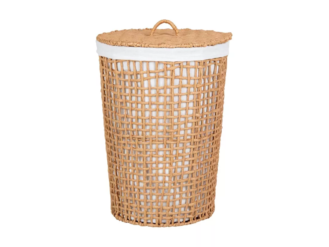 Panier à linge en osier et blanc ø 42 x 56 cm