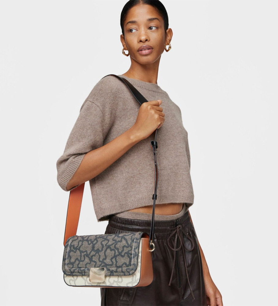 Bolsa transversal média Tous Kaos Icon, bege, preta