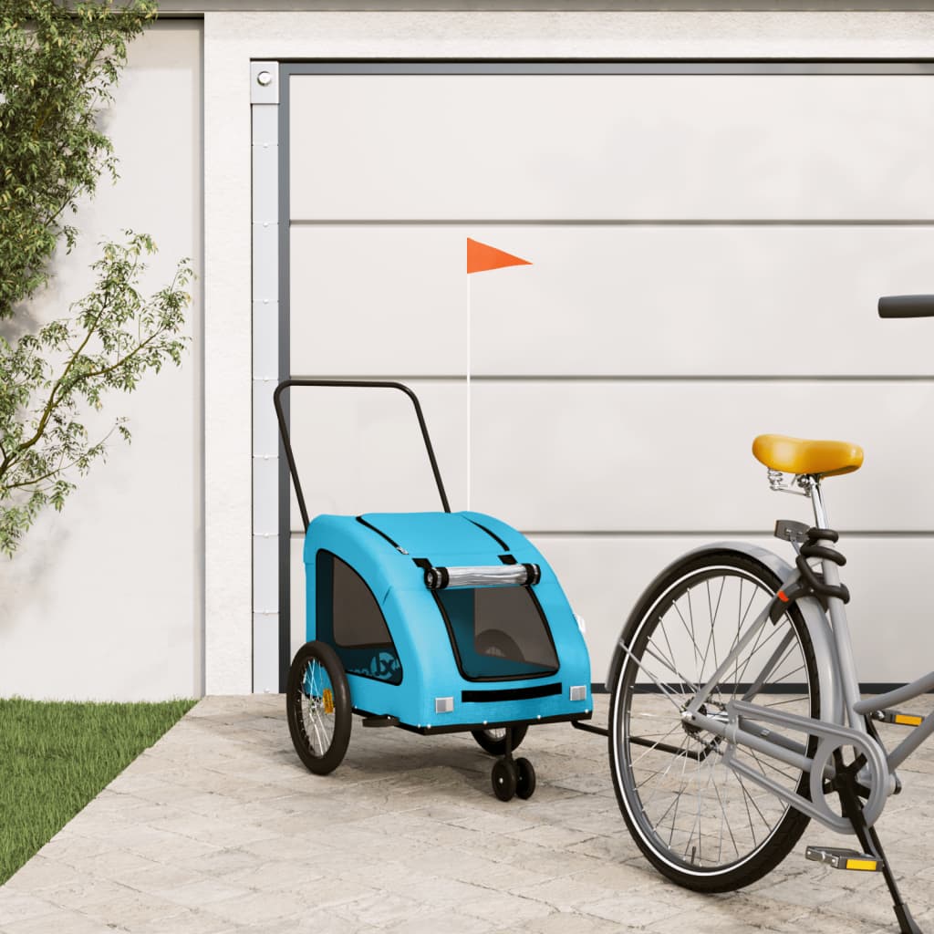 vidaXL Reboque para Bicicleta de Animais de Estimação em Tecido Oxford Azul
