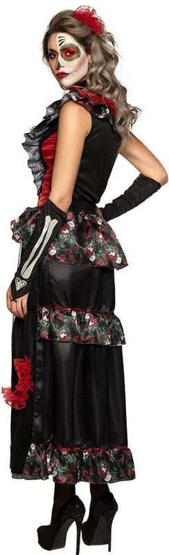 Dia de los Muertos - Kostuum - Zwart/Rood - Polyester