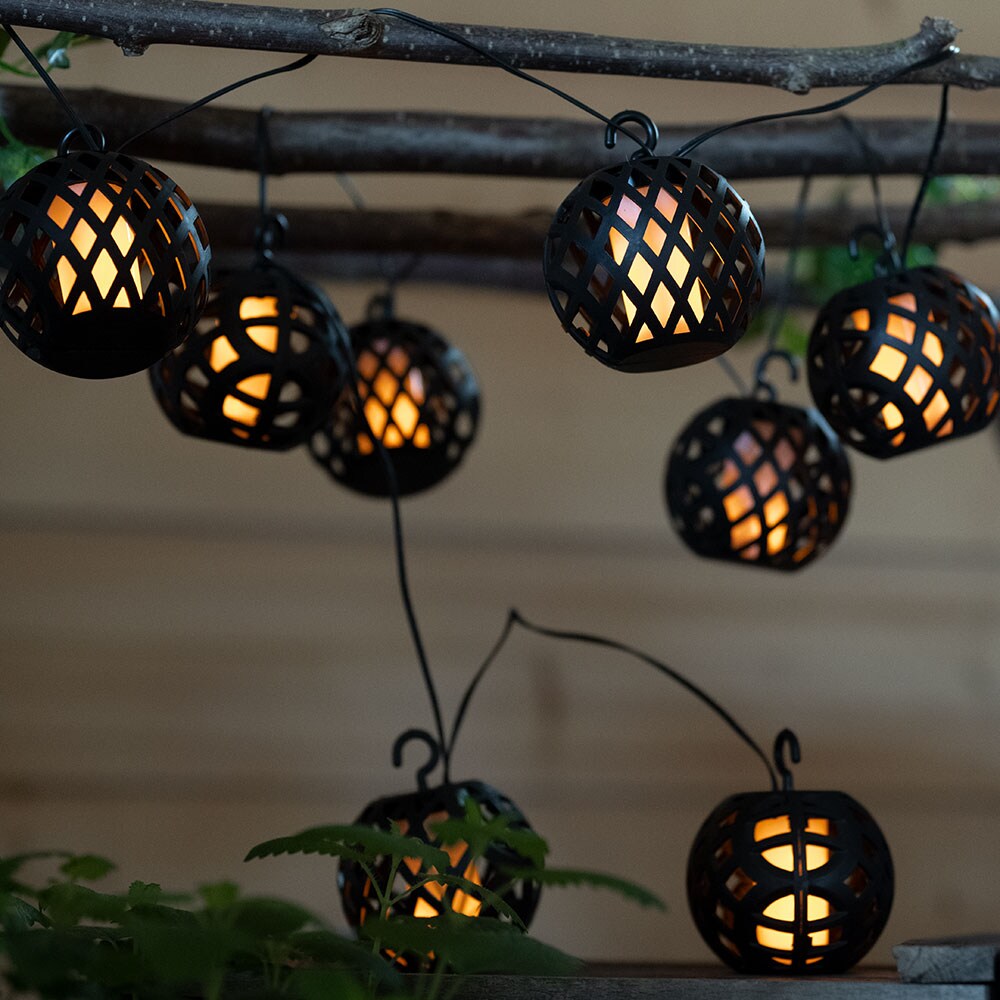 LED Solar Lichterkette, 8x Kugel, Flammen-Effekt, L 410 cm