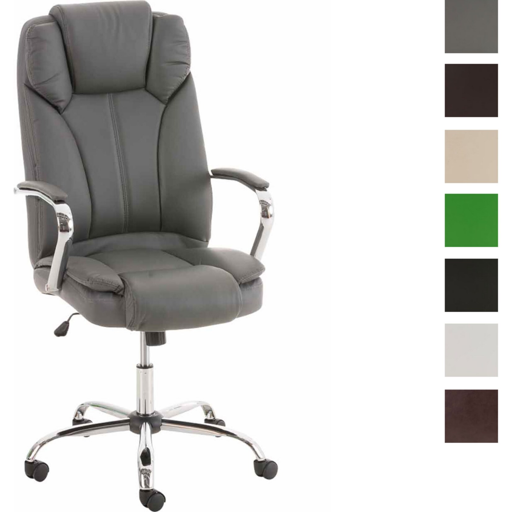 CLP Ergonomischer Bürostuhl BIG Xanthos I XXL Komfort Mit Wippfunktion Und Armlehnen I Verstellbar Mit Kunstleder-Bezug, Belastbar bis 210 kg