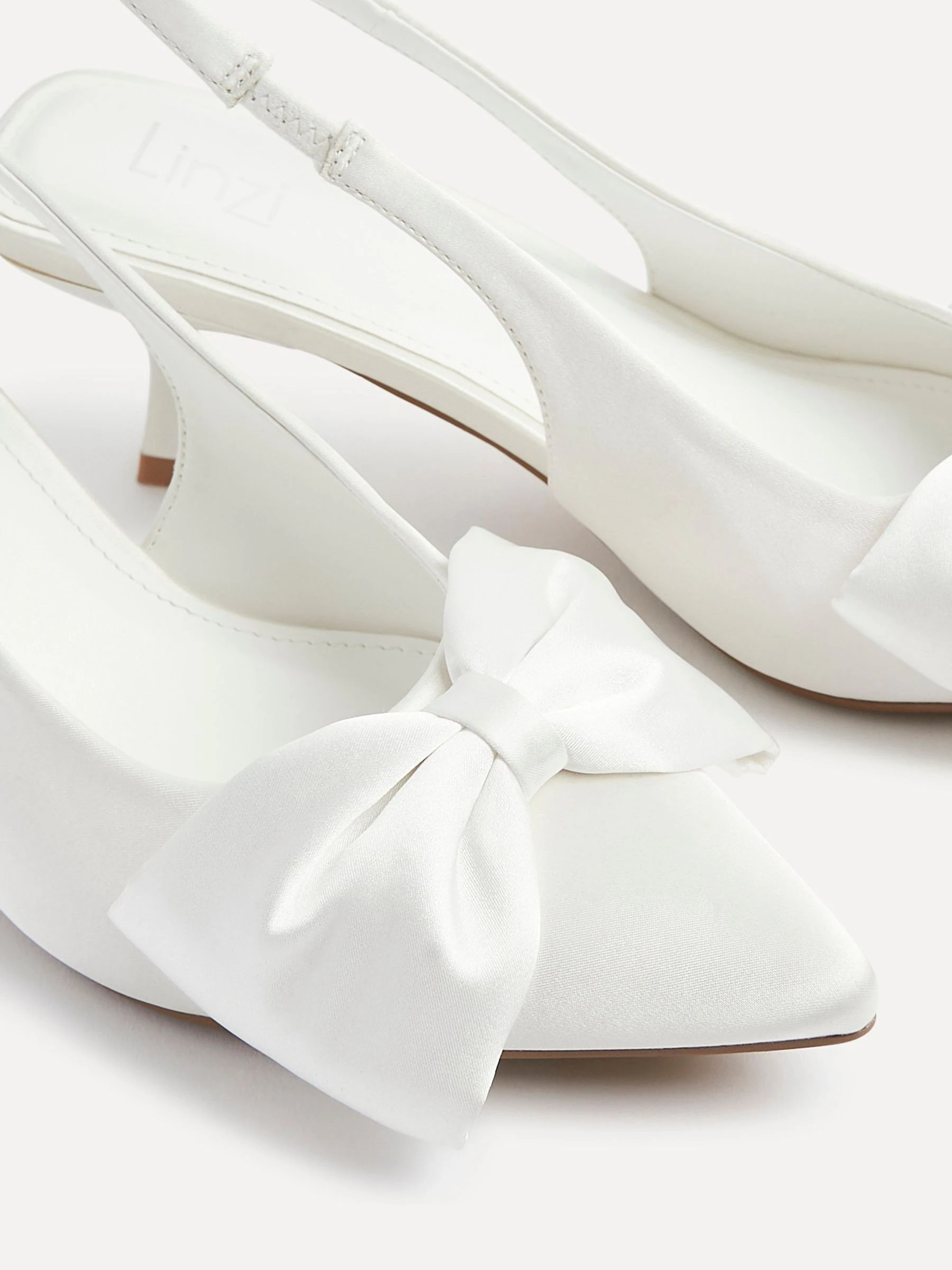 Linzi Bridal Merlot Satin Slingback Court Heels With Bow Detail