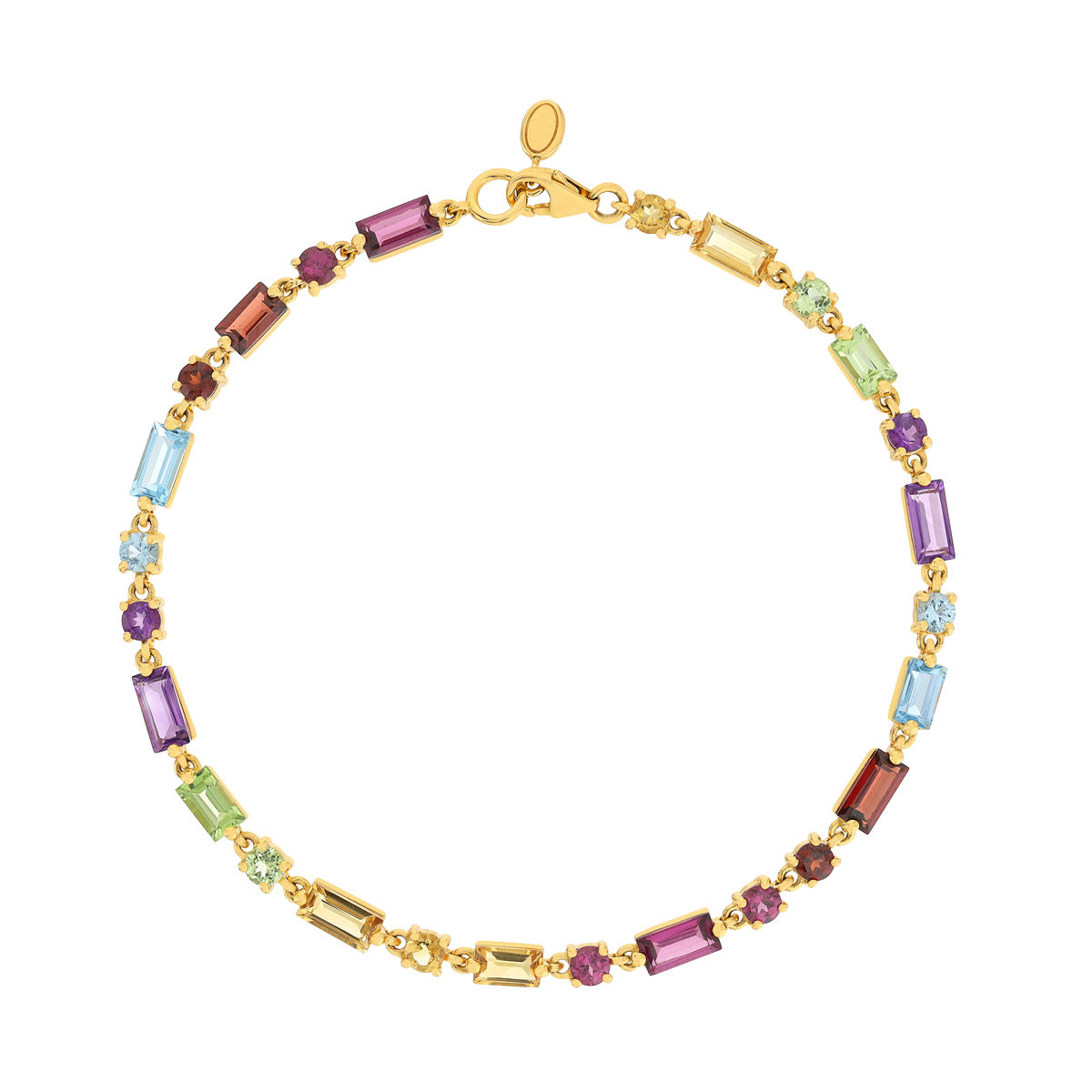 Bracelet or 375 jaune pierres précieuses et fines 18cm