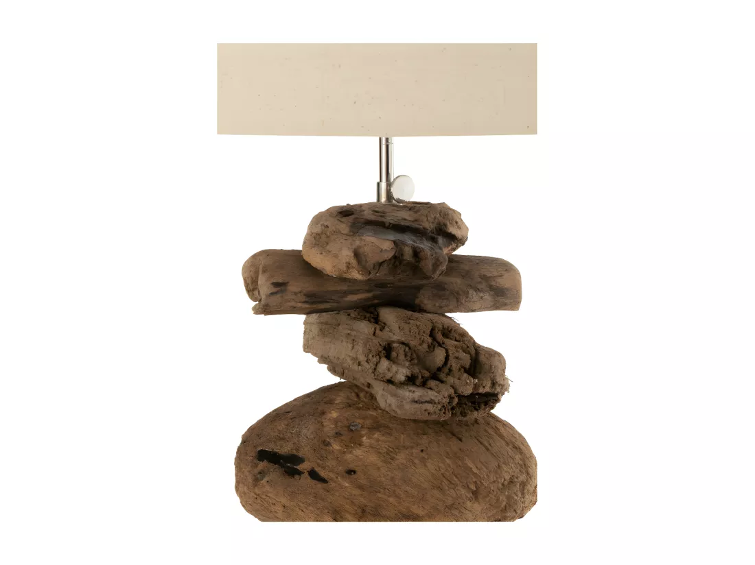 Lampe + Abat-Jour Bois Flotte Naturel/Beige Large - L 49 x l 41 x H 170 cm