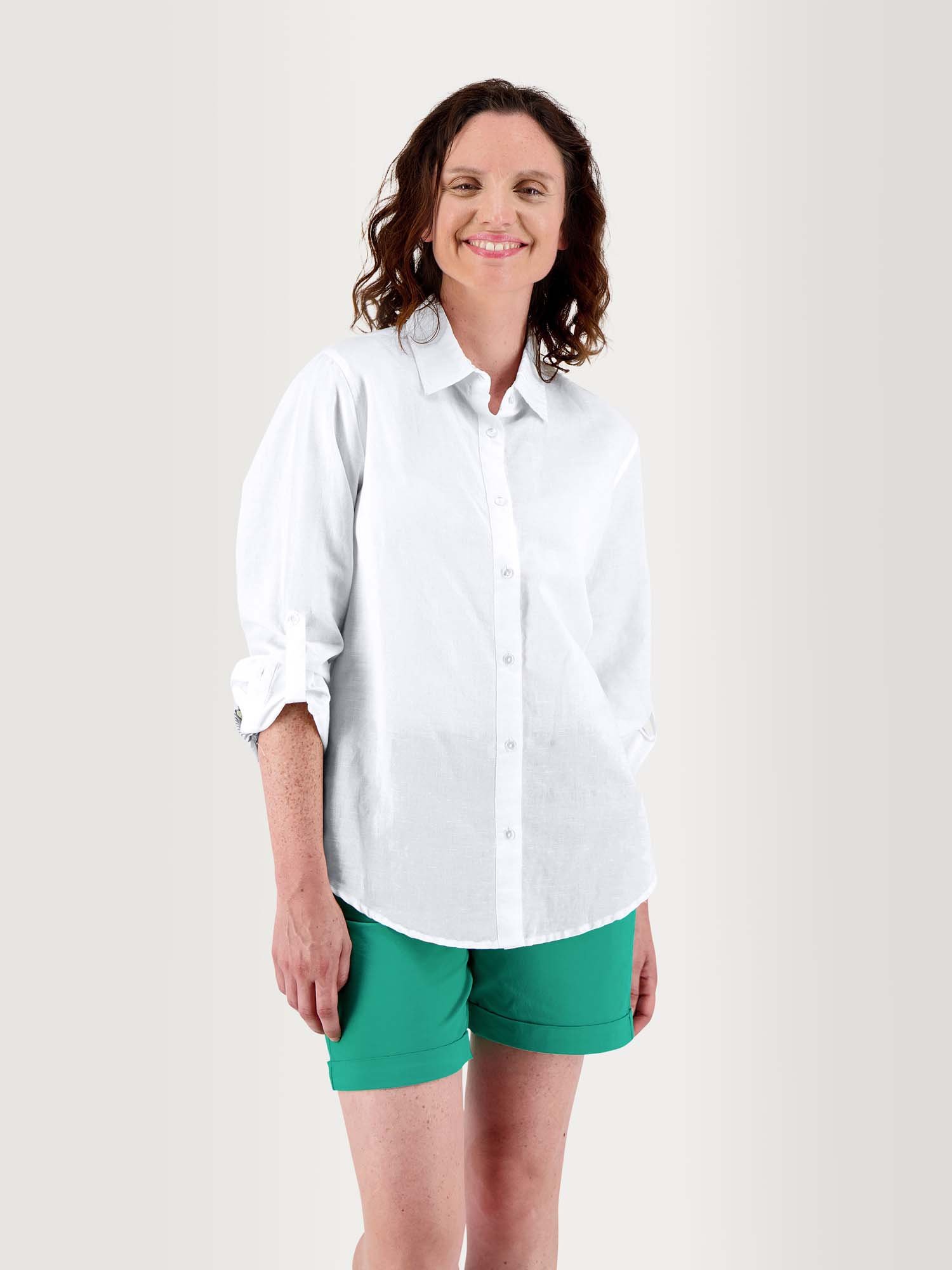 Chemise Femme Coton Lin Blanc