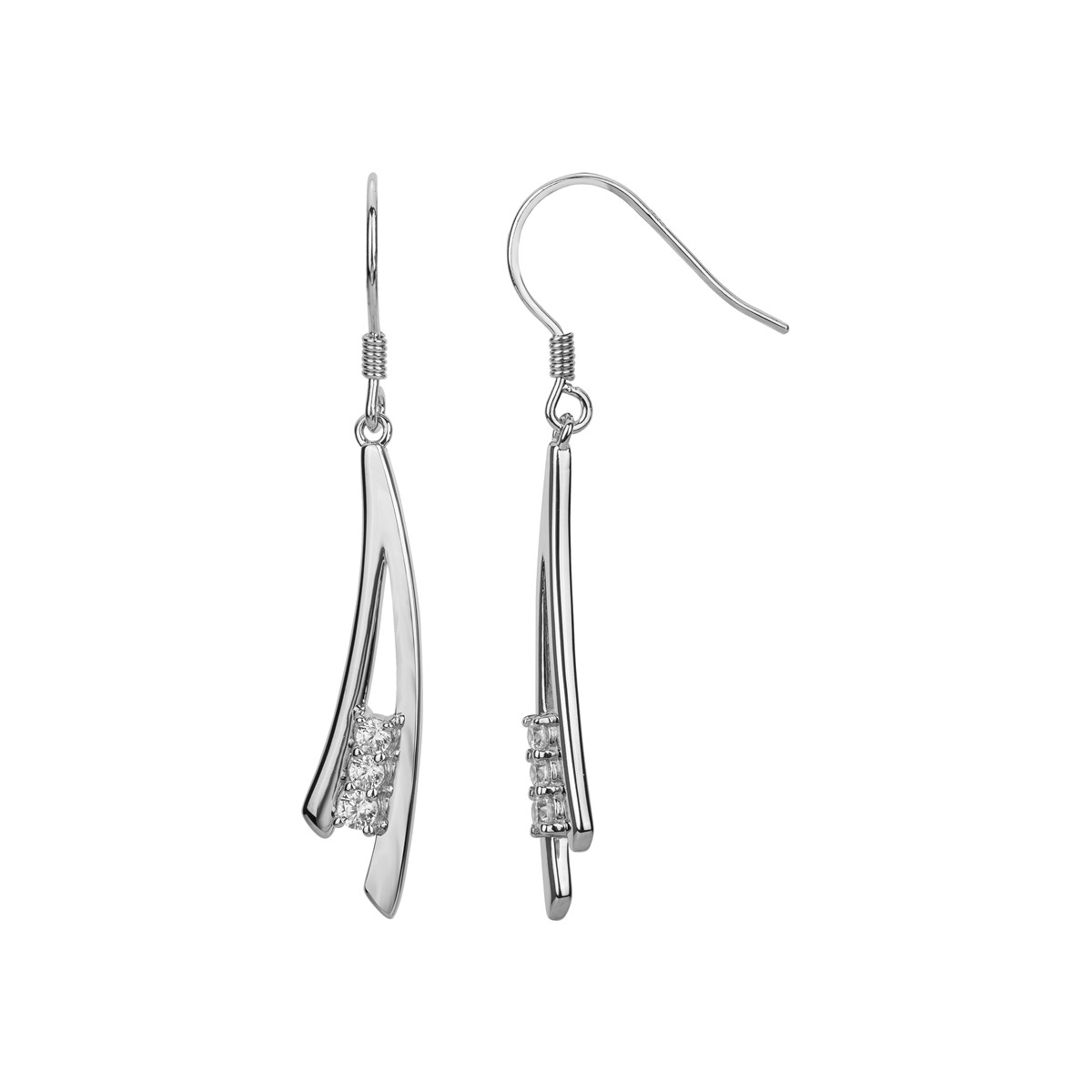 Boucles d'oreilles pendantes en Argent avec oxyde de zirconium blanc