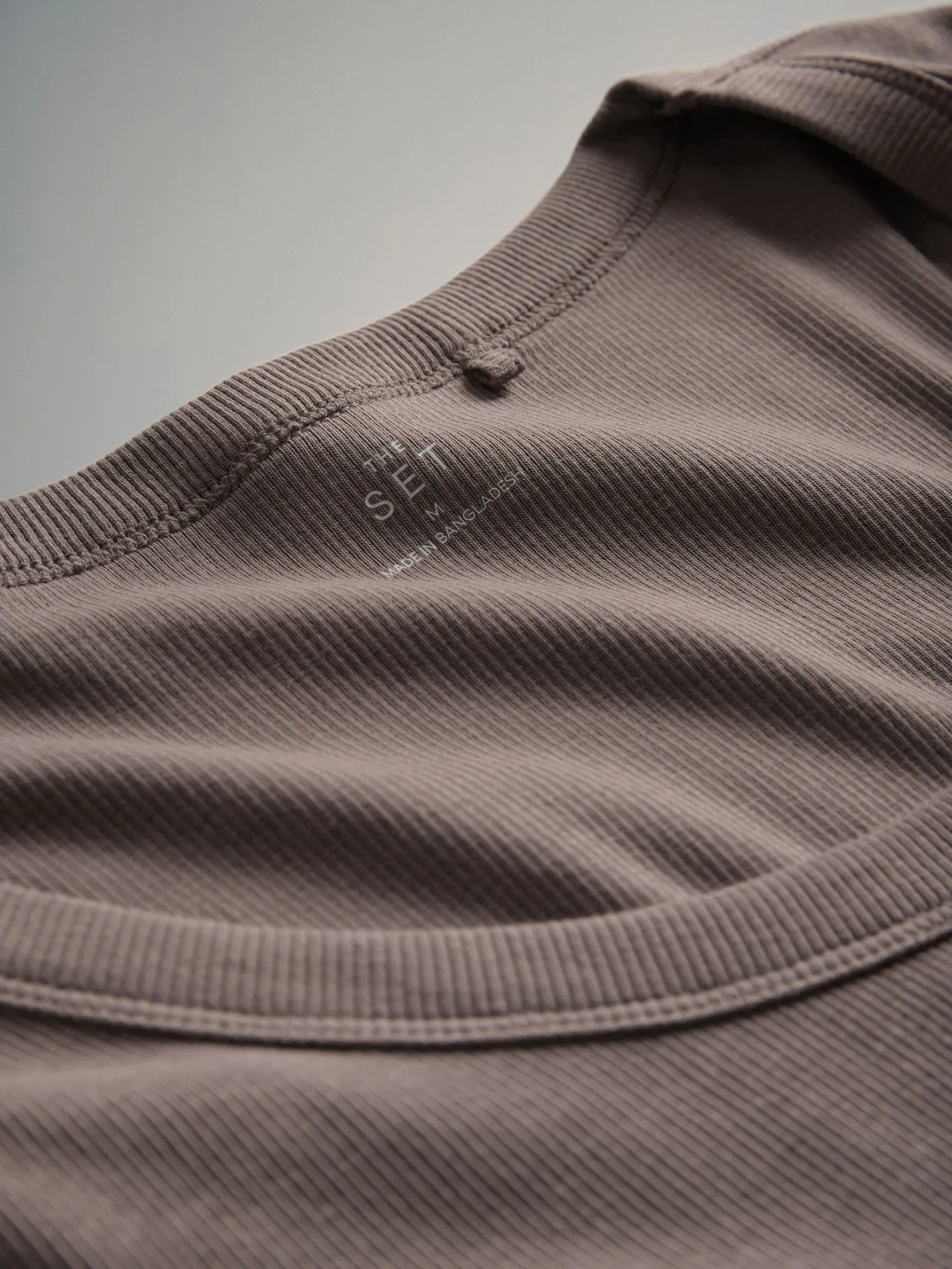 Stripe/Chocolate/Taupe Brown/Stone - The Set 4 Pack Scoop Neck 3/4 Sleeve Ribbed T-Shirts