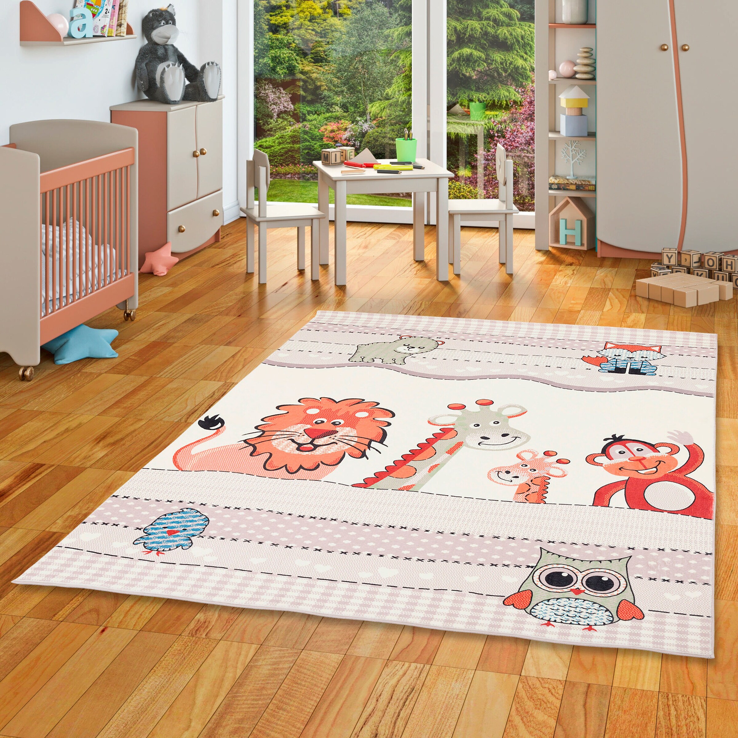 Pergamon Fellteppich Plush Kids Tierwelt Bunt