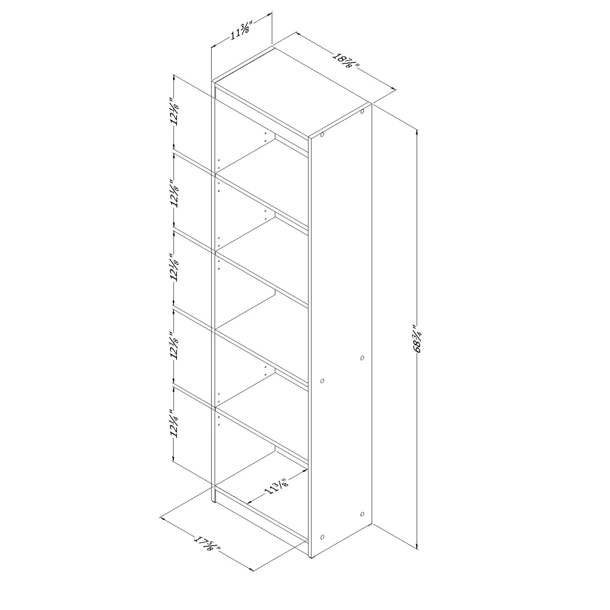 South Shore Bibliothèque étroite 5 Tablettes - Axess Blanc Solide