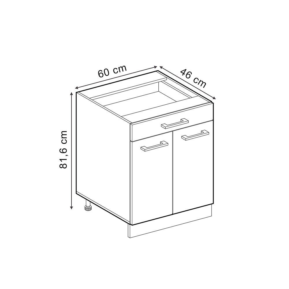 Vicco Schubunterschrank Küchenschrank R-Line Solid Eiche Blau Grau 60 cm modern