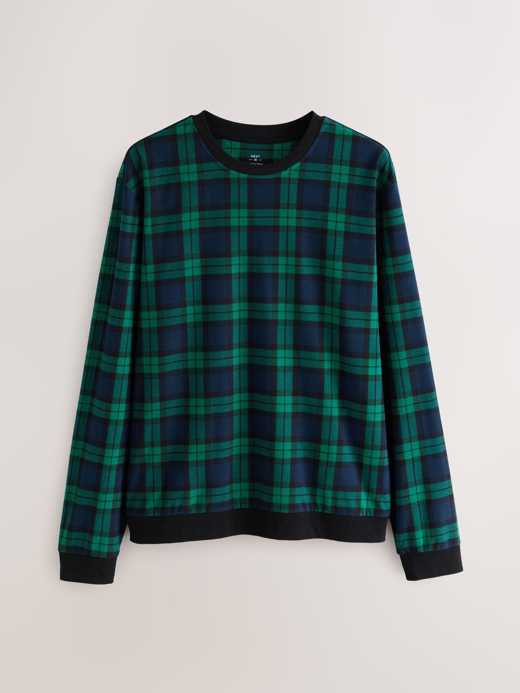 Groen/blauw geruit - Motionflex - Behaaglijke pyjama met lange mouwen en boorden