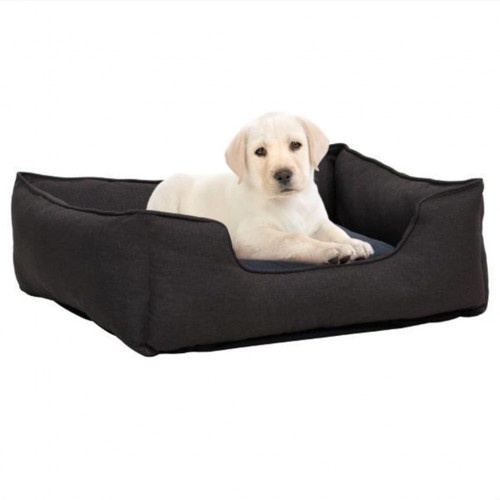 Sofá retangular acolchoado para cães Vidaxl com almofada cinza escura