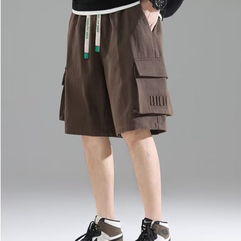 Lingaris - Cargoshorts met trekkoord en letters