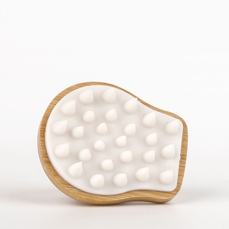 Fondes - Siliconen Hoofdhuidmassager met Houten Handvat