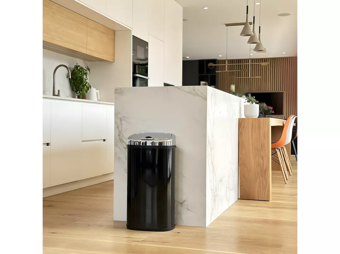 Poubelle de cuisine automatique LARGO Noir Acier inoxydable 42 L