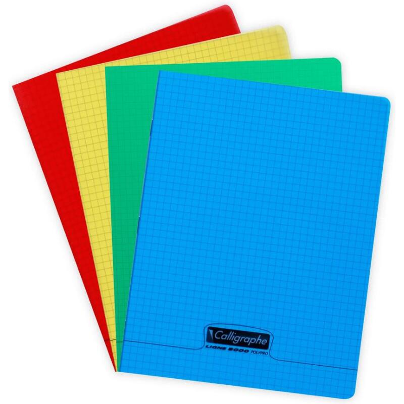 Cahier piqué 8000 POLYPRO 17x22 cm 96 pages petits carreaux 90 g - Assortis