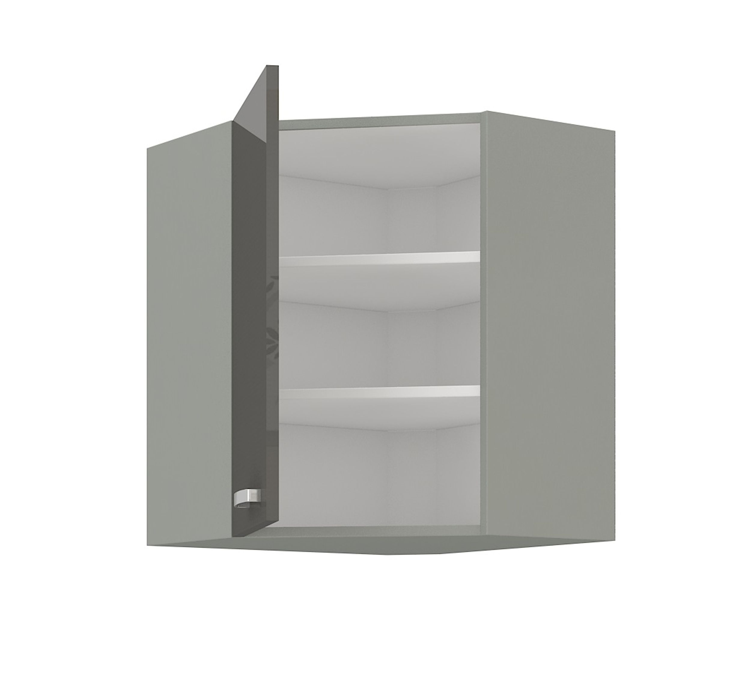 Eckhängeschrank 60x60 Hochglanz Grau Küchenzeile Küchenblock Küche Grey Bianca