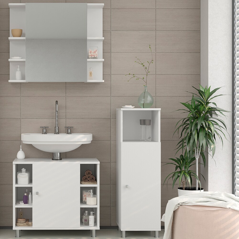 Vicco Badmöbel Set Fynn Badezimmer Spiegel Kommode Unterschrank Bad Weiß
