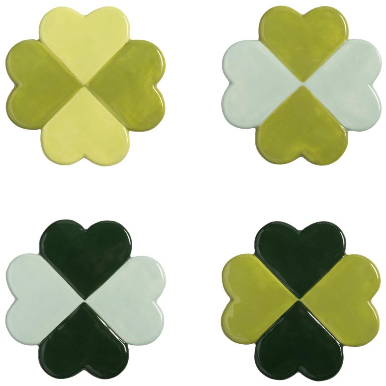 &klevering Lucky Clover onderzetter set van 4 groen