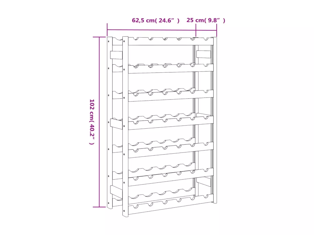 Casier à bouteilles pour 42 bouteilles marron bois pin solide