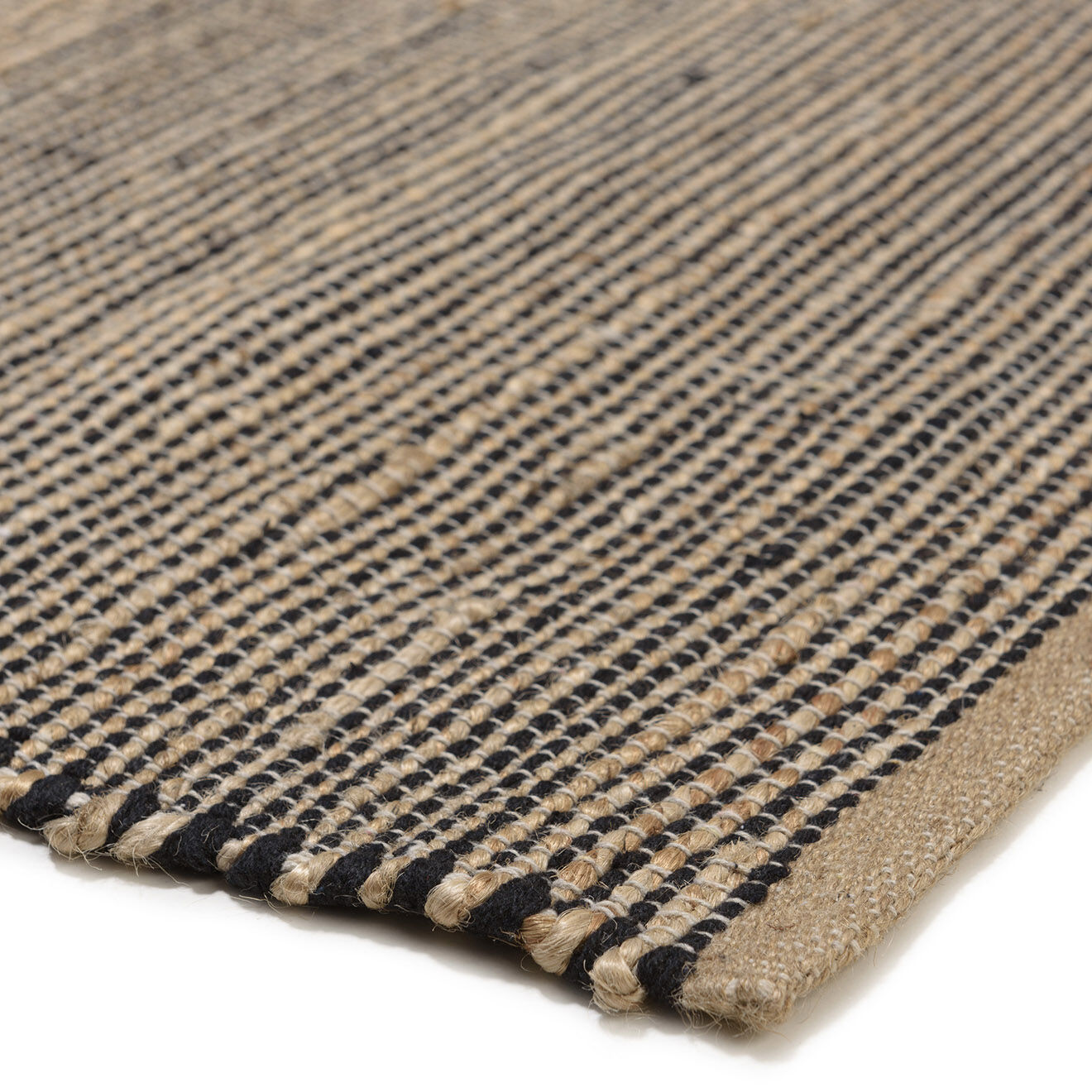 Macabane Tapis en Jute & Coton Quentin sable/noir - 230x160 cm