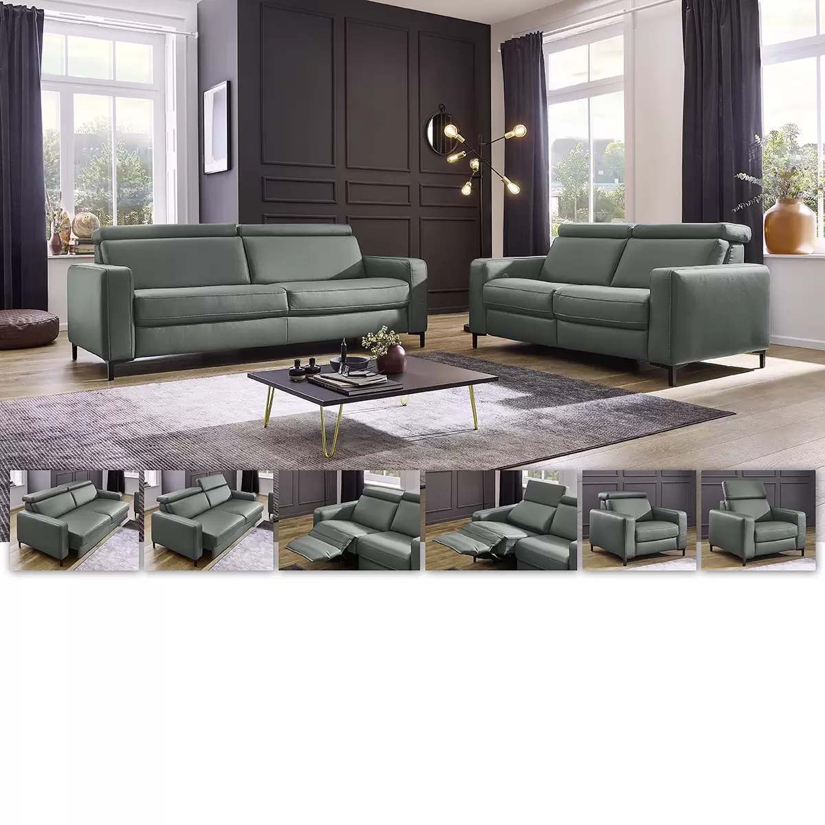 3er Sofa Venezia Blaugrau