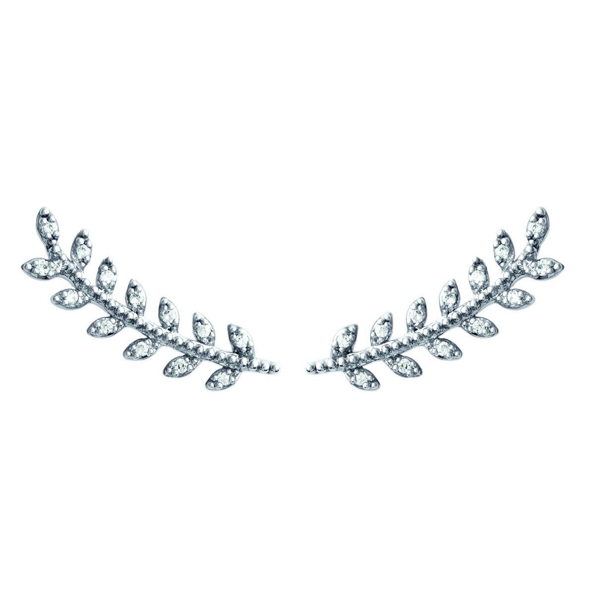 Boucles d'oreilles Brillaxis argent feuillage