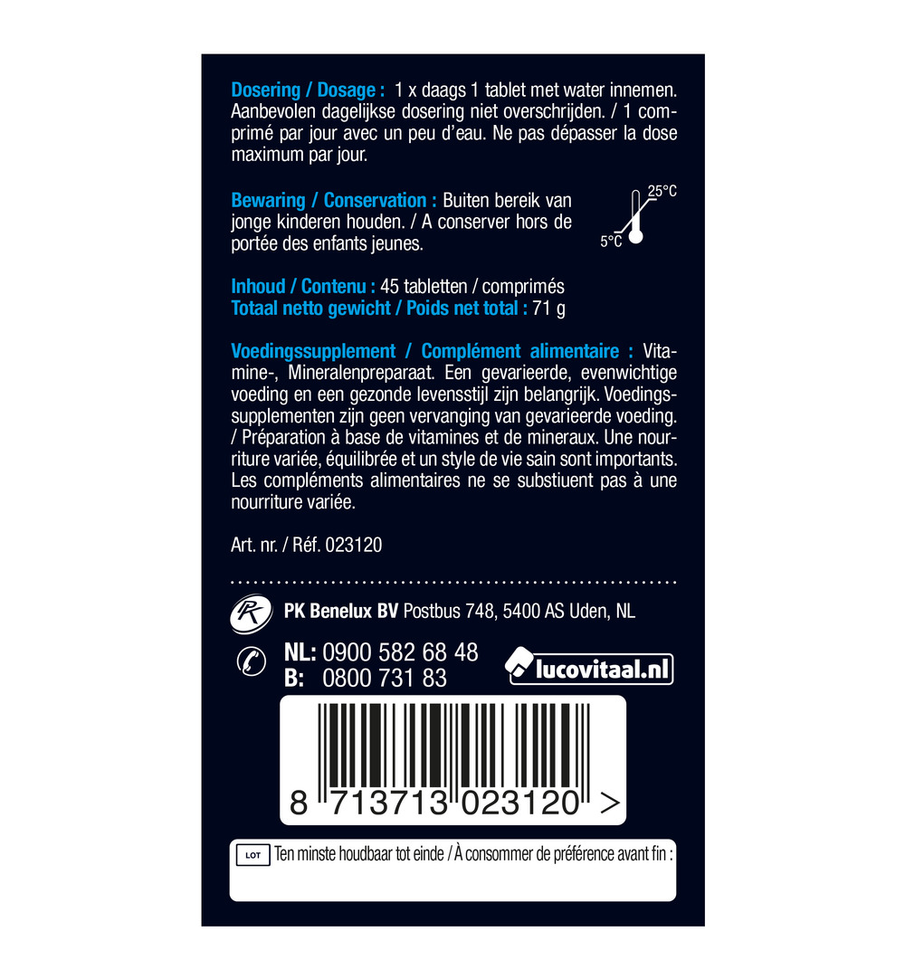 Lucovitaal Magnesium Spanning, Stress & Vermoeidheid (45 tabletten)