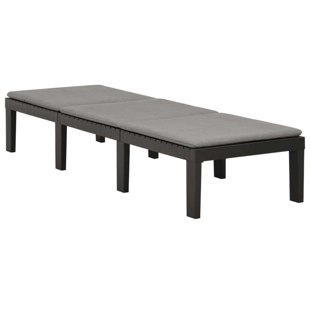Transat chaise longue bain de soleil lit de jardin terrasse meuble d'extérieur avec coussin plastique anthracite
