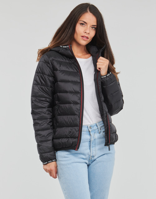 Tommy Jeans - TJW QUILTED TAPE HOODED JACKET - Noir