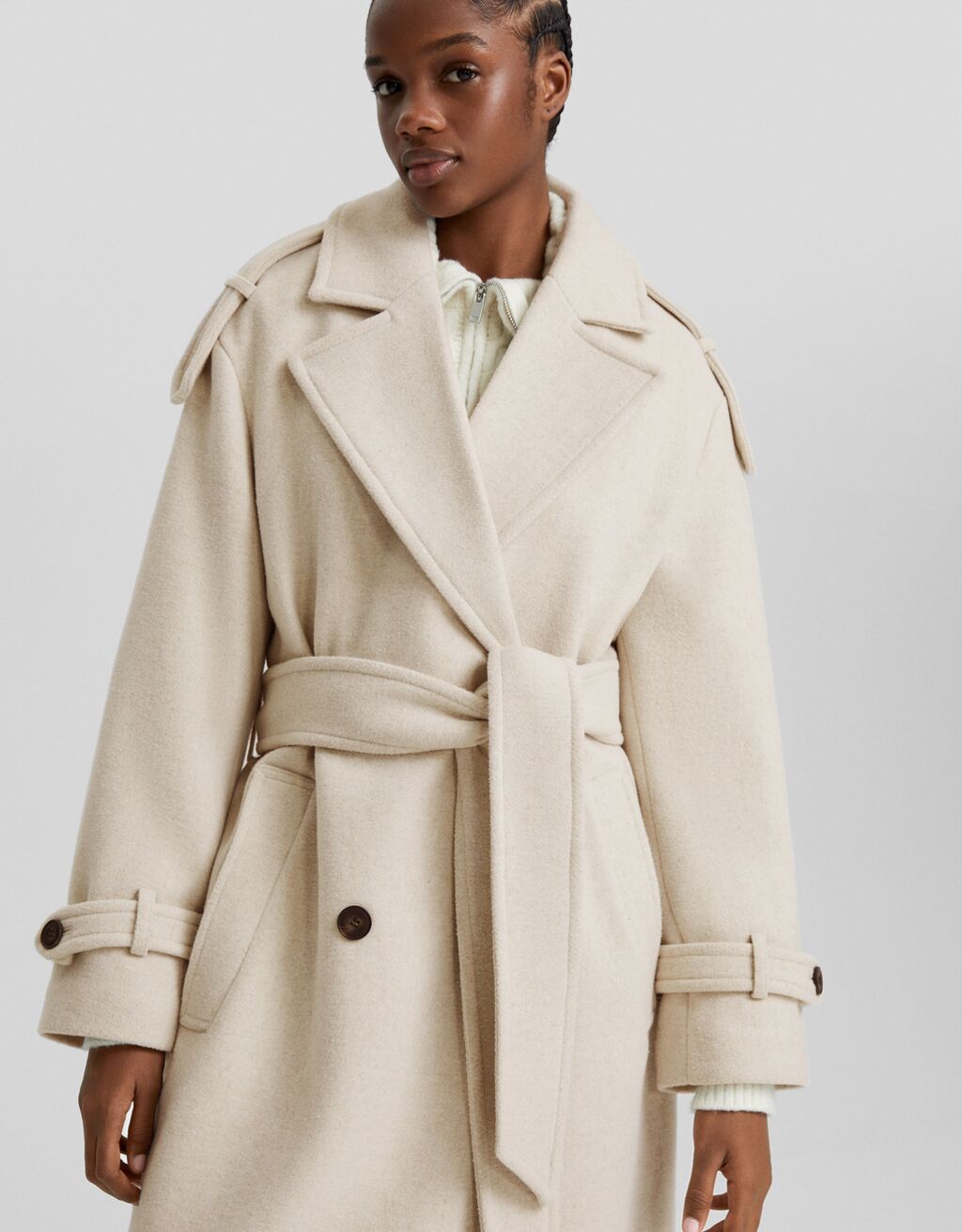 Trench coat em mistura de lã