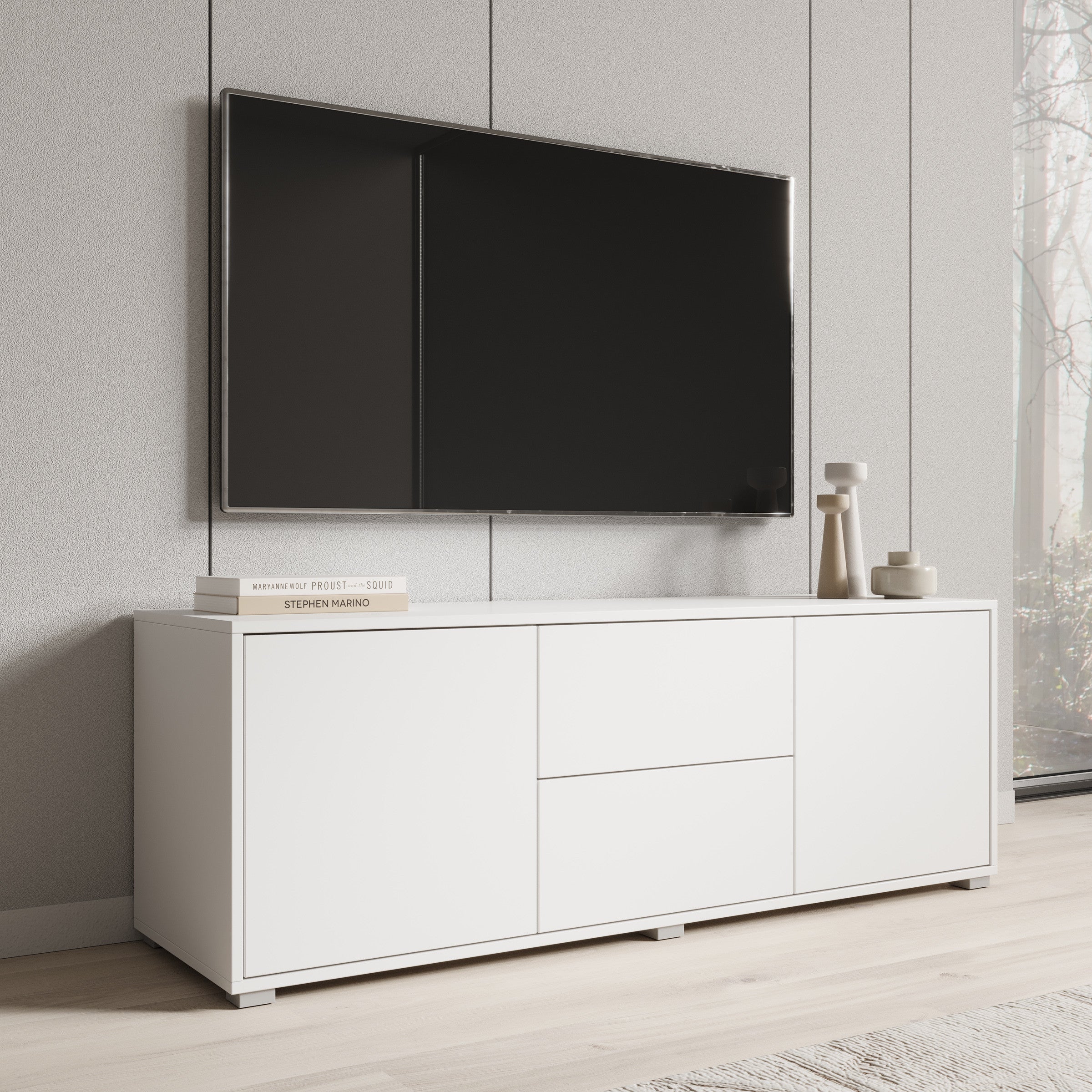 Meubella - TV-Meubel Gideon - Wit - 141 cm