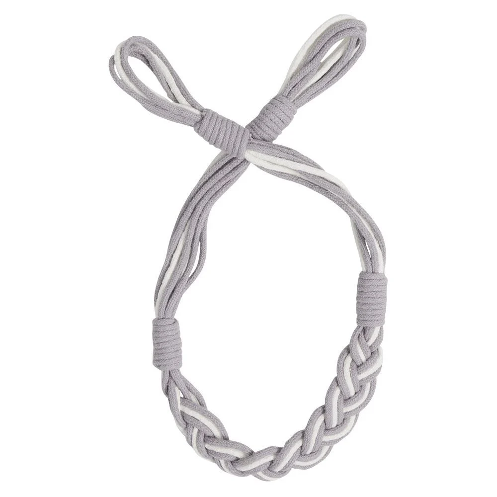 Embrasse corde tressée plate coton blanc gris