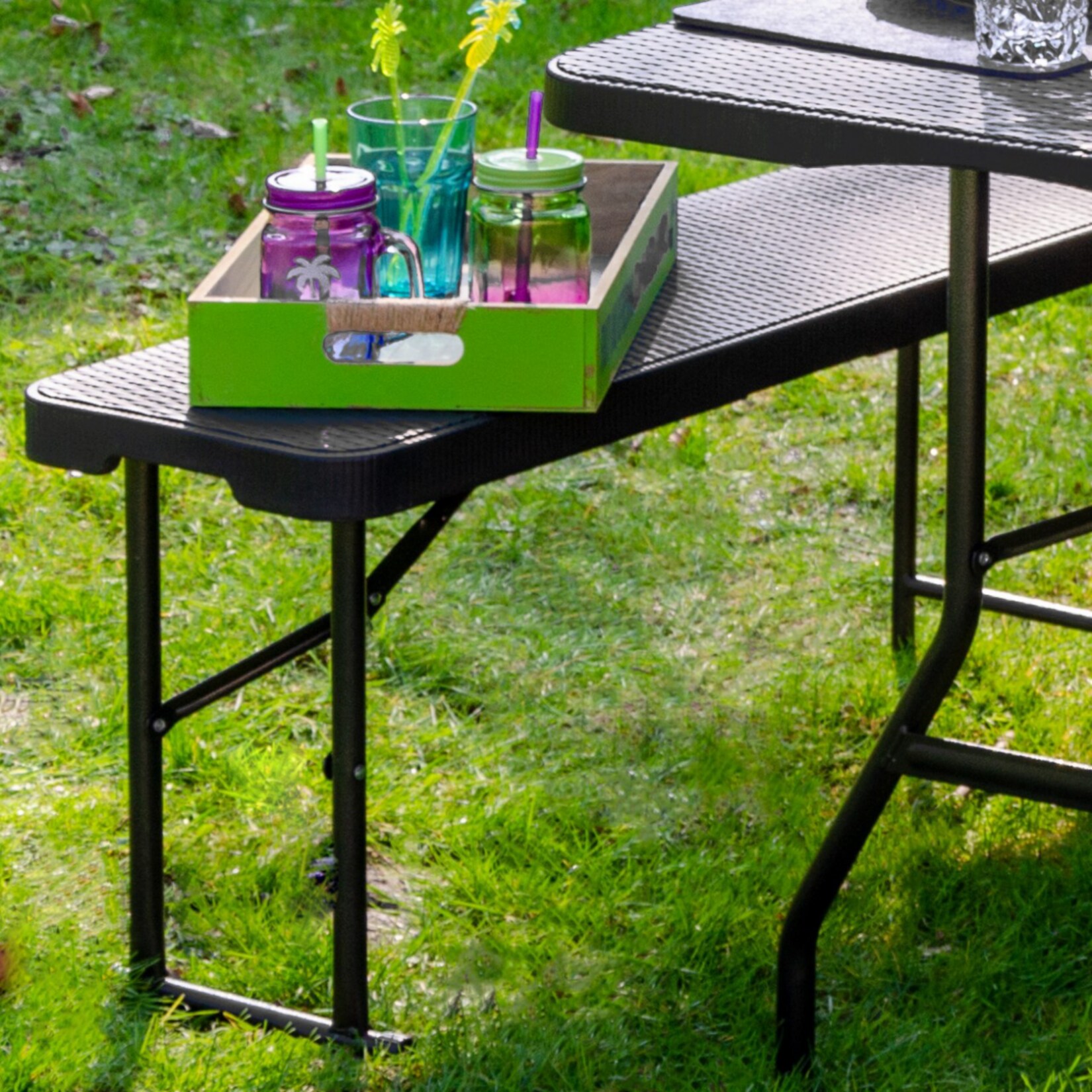 Wetterfeste Bierbank - Klappbar 184x30x43 - Rattan Look Kunststoff Bank Sitzbank