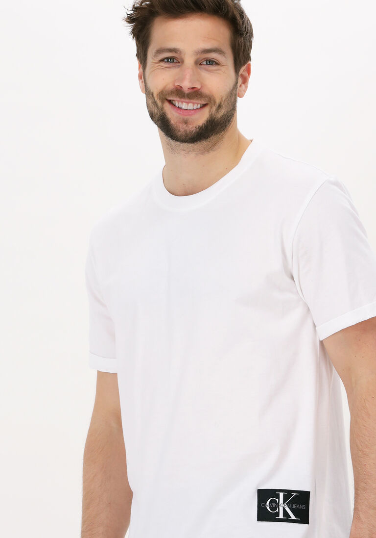CALVIN KLEIN witte calvin klein t-shirt badge turn up sleeve
