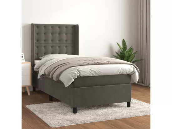Sommier à lattes de lit avec matelas Gris foncé 100x200 cm