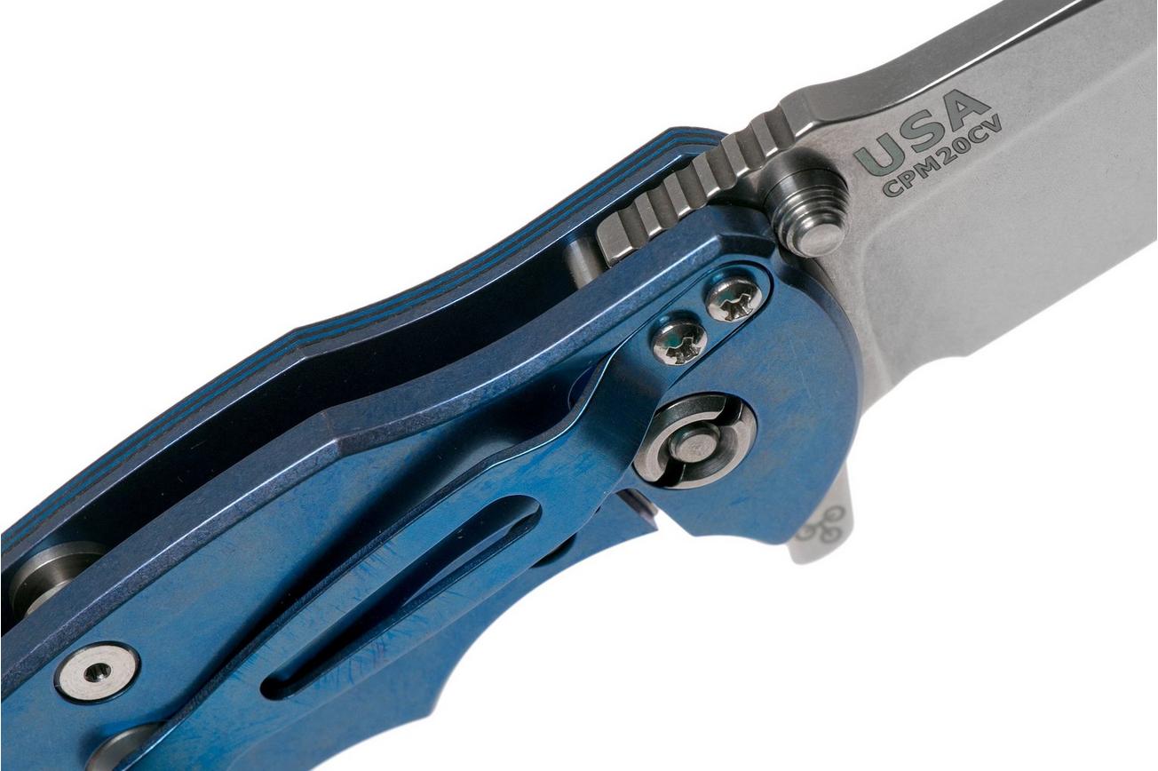 Rick Hinderer Jurassic Spearpoint 20CV Stonewash Blue, Blue-Black G10 zakmes