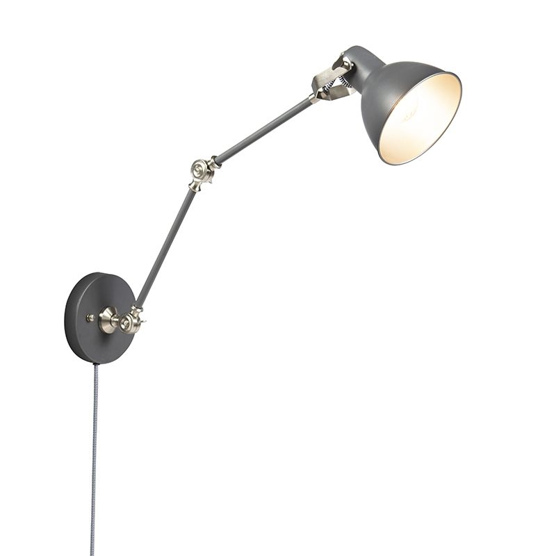 Industriële wandlamp grijs verstelbaar - Dazzle