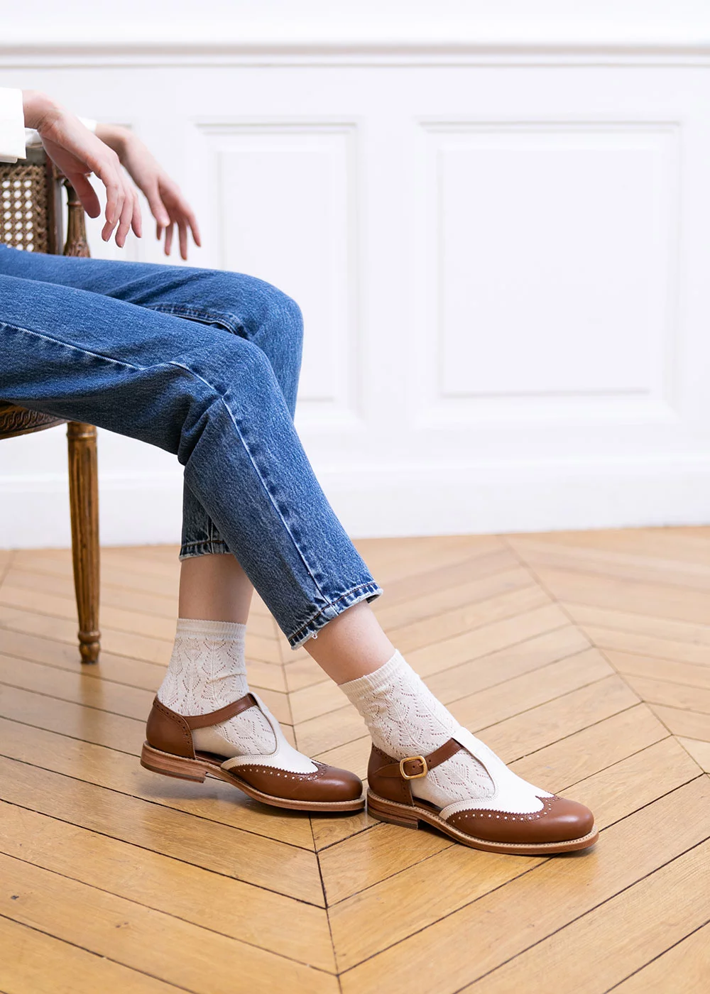 SANDALES JELLY BI COLOR MARRON ET BLANC