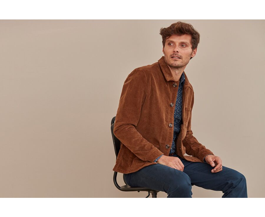 Veste velours homme Camel foncé - FIDÉLIEN