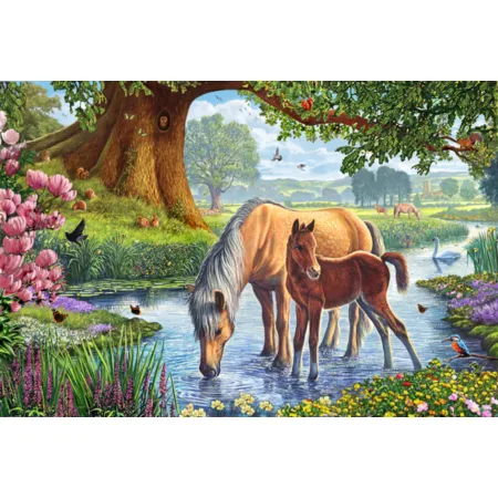 Schmidt Spiele KinderPuzzle - Pferde am Bach, 150 Teile