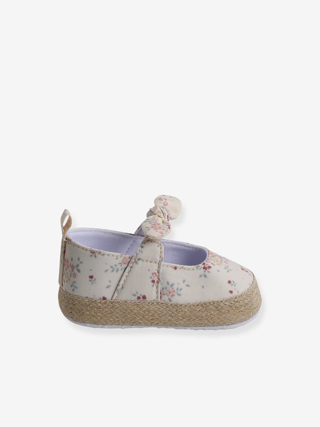 Sapatinhos de bailarina estampados em bege para bebês