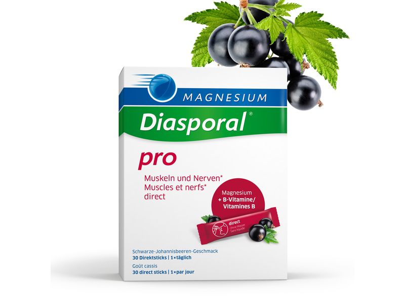 Magnesium Diasporal Pro Muskeln   Nerven 30 Direct Sticks Veganes Direktgranulat mit Magnesium und B-Vitaminen