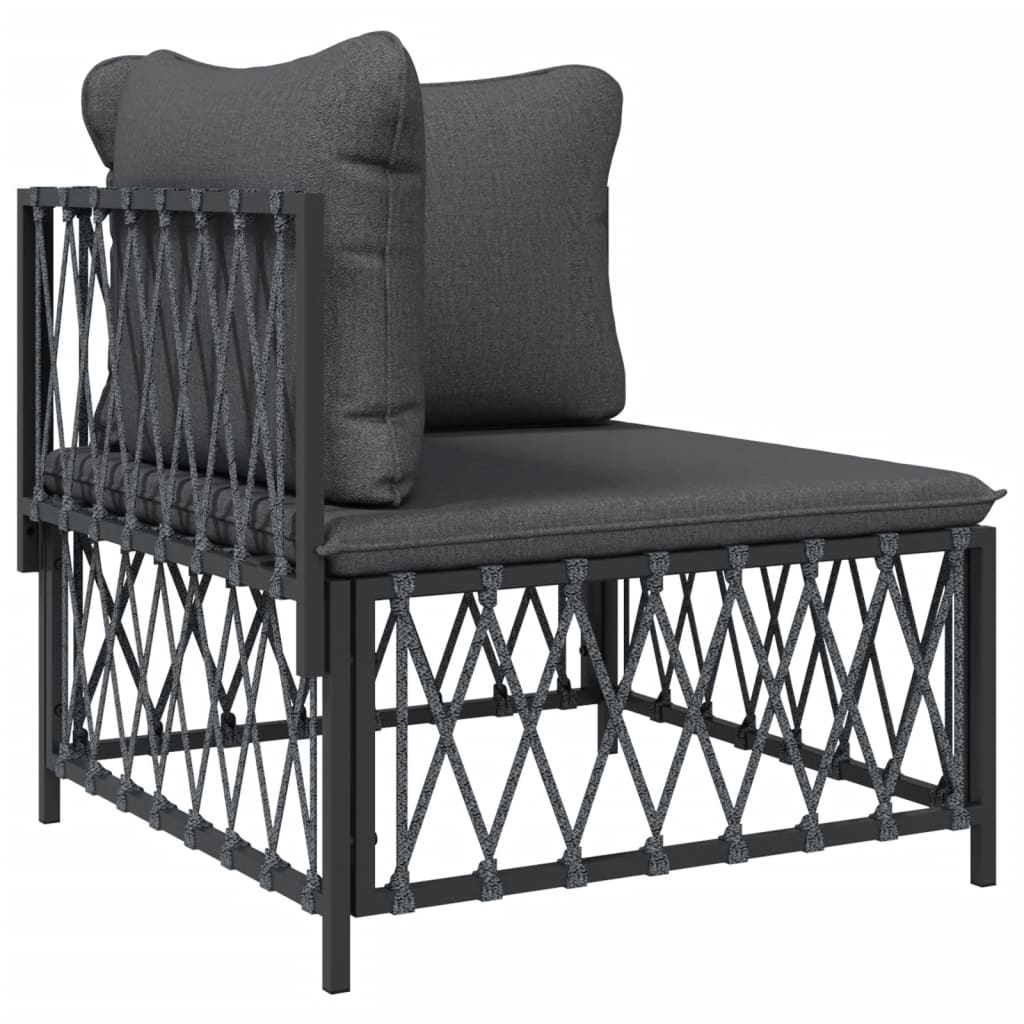 Salon de jardin meuble d'extérieur ensemble de mobilier 7 pièces avec coussins anthracite acier