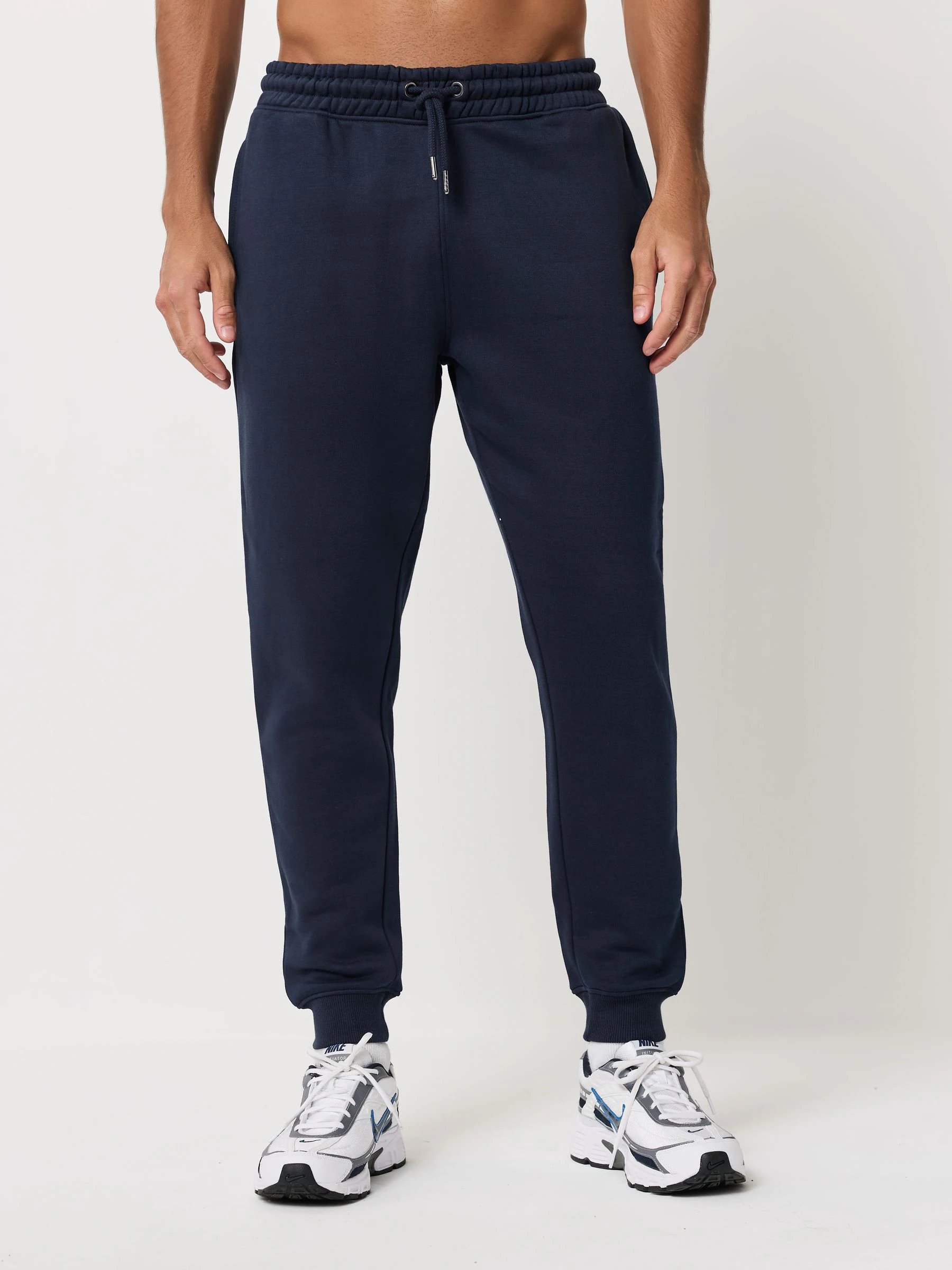 Leisteengrijs/marineblauw - Verpakking van 2 slim-fit jersey joggingbroeken met hoog katoengehalte