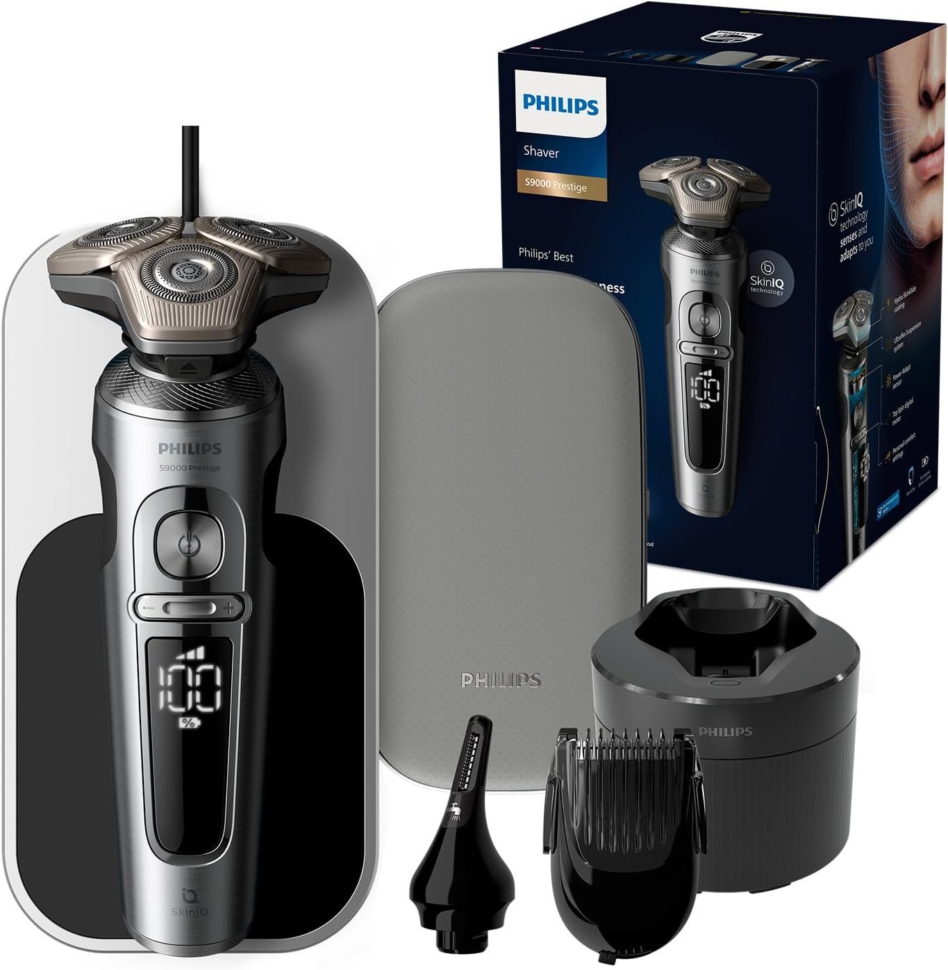 Philips Rasierer S9000 Prestige Nass- und Trockenrasierer für Herren mit SkinIQ-Technologie