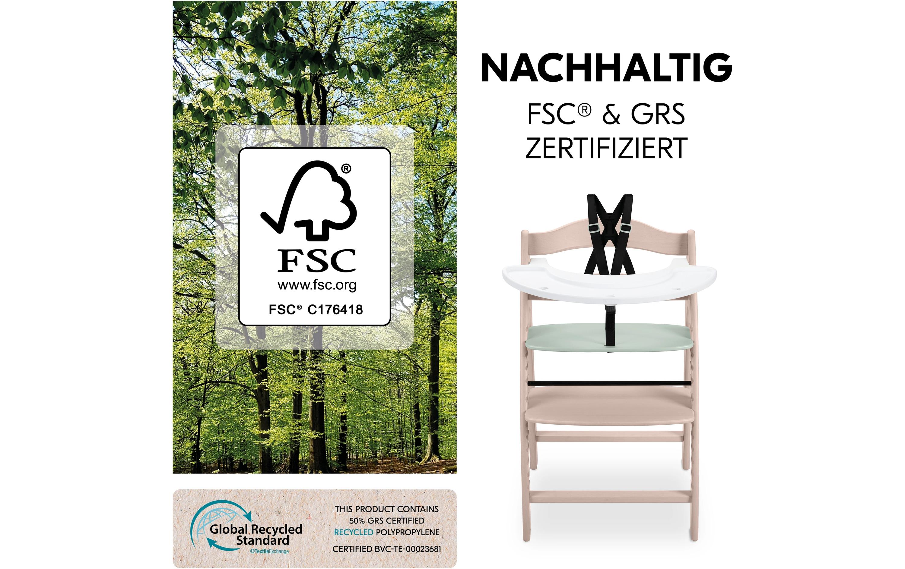 Hochstuhl Arketa N Play Whitewashed-mint<br>Stilvoller Holzhochstuhl mit Play Tray im Set