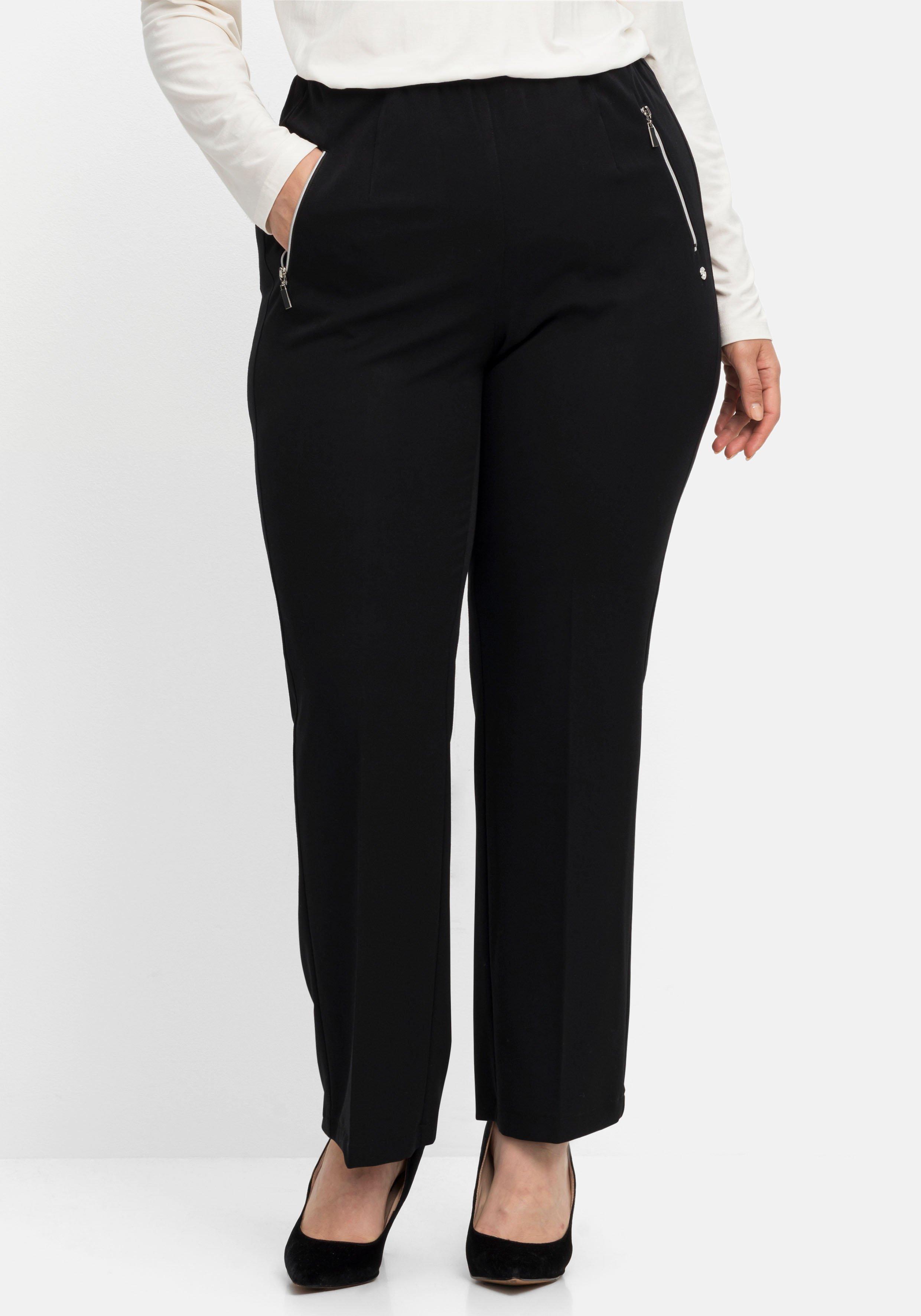 Schlupfhose mit Bügelfalten und Deko-Zipper