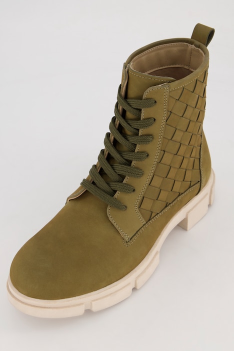 Leder-Stiefeletten, Flechtoptik, Weite H
